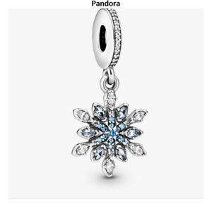 Silver and Blue Snowflake Charm